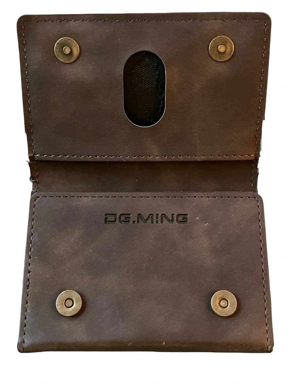 DG Ming Trifold Wallet Magnet Brown Attachment Replacement Compact Leather Like